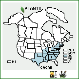 Distribution of Carex crinita Lam. var. brevicrinis Fernald. . 