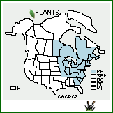 Distribution of Carex crinita Lam. var. crinita. . 