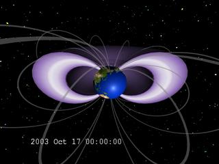 During the pre-storm time, the inner region of the belts has a relatively low particle flux and for this scaling of the data, a distinct inner belt is not visible as a separate structure.