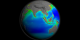 A print resolution picture of SeaWiFS ocean chlorophyll concentration decadal average over Asia and Australia.