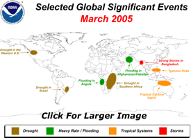 Selected Global Significant Events for March 2005