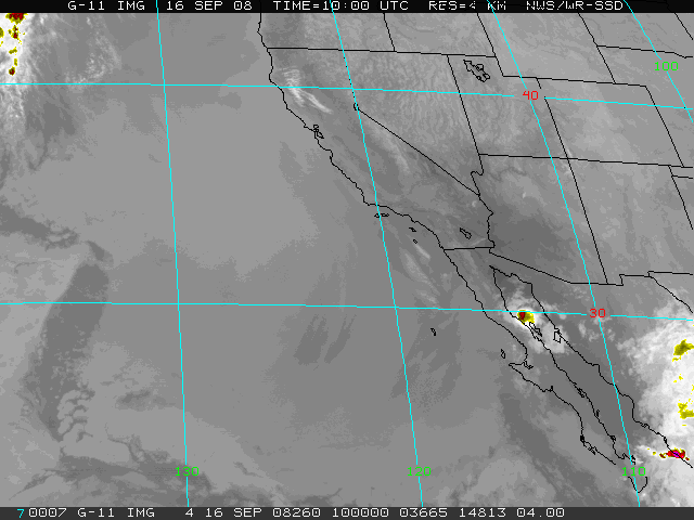 4 KM infrared satellite imagery on Southwest U.S.