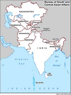 Map of South and Central Asia