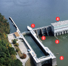 top left section of photo of dam