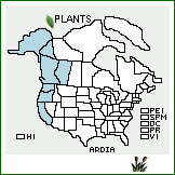 Distribution of Aruncus dioicus (Walter) Fernald var. acuminatus (Rydb.) Rydb. ex H. Hara. . 