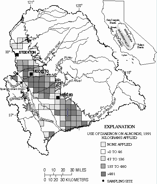 map showing study area runs from above Stockton to below Merced in California's Great Central Valley