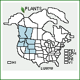 Distribution of Lupinus wyethii S. Watson ssp. wyethii. . 