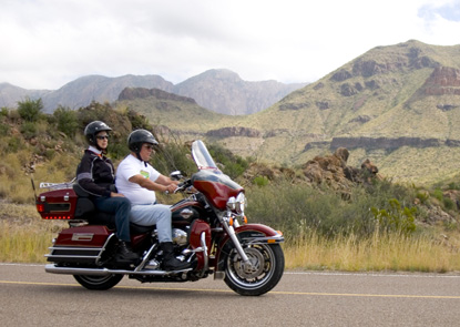 Riding along the Ross Maxwell Scenic Drive