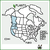 Distribution of Juncus bolanderi Engelm.. . 