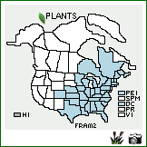 Distribution of Fraxinus americana L.. . Image Available. 