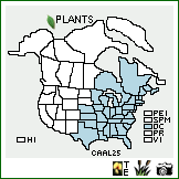 Distribution of Carex albicans Willd. ex Spreng.. . Image Available. 