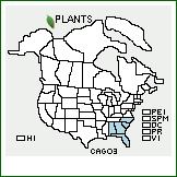 Distribution of Carex godfreyi Naczi. . 