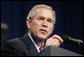 President George W. Bush delivers remarks after touring the Bureau of Public Debt in Parkesburg, W.Va., Tuesday, April 5, 2005.  White House photo by Paul Morse