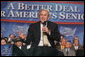 President George W. Bush addresses an audience at a Conversation on the Medicare Prescription Drug Benefit, Wednesday, April 12, 2006 at the Richard J. Ernst Community Center at Northern Virginia Community College in Annandale, Va. President Bush urged senior citizens to participate in the new Medicare drug benefit program to help reduce their drug costs.  White House photo by Kimberlee Hewitt