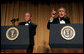 President George W. Bush and comedian Steve Bridges have a little fun at the White House Correspondents' Association Dinner at the Washington Hilton Hotel in Washington, D.C., April 29, 2006. White House photo by Kimberlee Hewitt