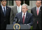 President George W. Bush delivers remarks prior to signing the FISA Amendments Act of 2008 Thursday, July 10, 2008, in the Rose Garden at the White House. White House photo by Chris Greenberg