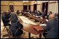 President George W. Bush meets with African-American religious, business, and community leaders in the Dwight D. Eisenhower Executive Office Building Tuesday, Jan. 25, 2005.  White House photo by Paul Morse