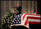 President George W. Bush delivers the eulogy for former President Gerald R. Ford during the State Funeral service at the National Cathedral in Washington, D.C., Tuesday, Jan. 2, 2007.  White House photo by Eric Draper