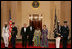 President George W. Bush and Mrs. Laura Bush pose with President John Agyekum Kufuor of Ghana and Mrs. Theresa Kufuor after their arrival at the White House Monday, Sept. 15, 2008, for a State Dinner.