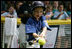 The tongue is out as the swing is swung during an at bats for a Bobcat from Cumberland, Maryland Wednesday, June 27, 2007, against the Luray, Virginia Red Wings on the South Lawn. The game marked the opening of the 2007 White House Tee Ball season.