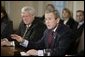 President George W. Bush meets with bipartisan leaders of the House and Senate in the Cabinet Room of the White House on Tuesday, January 27, 2003. White House photo by Paul Morse