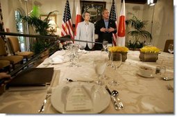 President George W. Bush and Japanese Prime Minister Junichiro Koizumi poses for photographs with during their working lunch at the G-8 Summit on Sea Island, Ga., Tuesday, June 8, 2004.  White House photo by Eric Draper