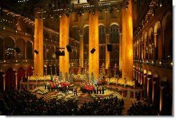 The view onstage at the National Building Museum in Washington Sunday, Dec. 11, 2005, during the 24th Annual Christmas in Washington. More than 800 guests, including President George W. Bush and Laura Bush, attended the show which benefits the Children's National Medical Center.  White House photo by Shealah Craighead