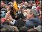 President George W. Bush greets the crowd after speaking at the New Mexico Welcome at Riner Steinhoff Soccer Complex in Alamogordo, N.M., Oct. 28. 