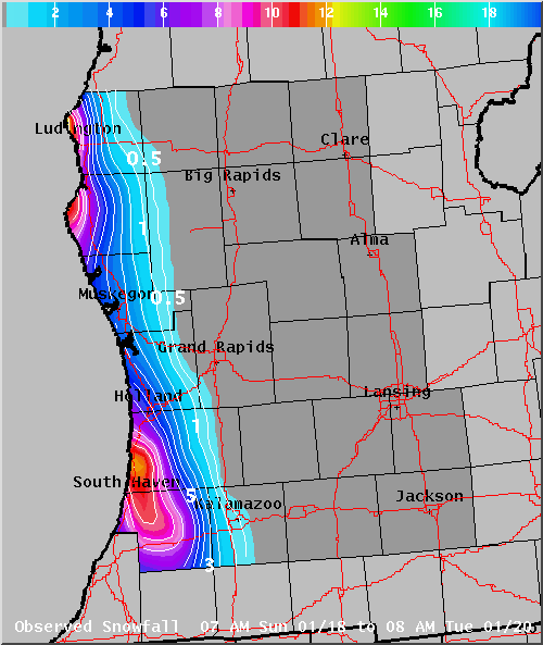 Map of Observed Snowfall