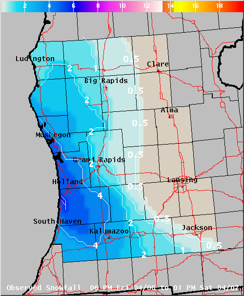 Map of Observed Snowfall