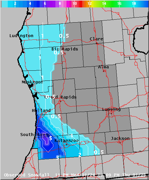 Map of Observed Snowfall