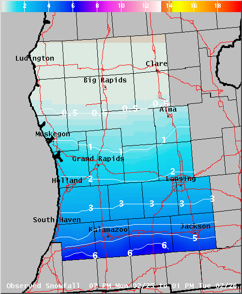 Map of Observed Snowfall