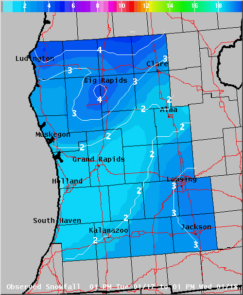 Map of Observed Snowfall