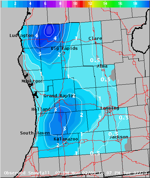 Map of Observed Snowfall