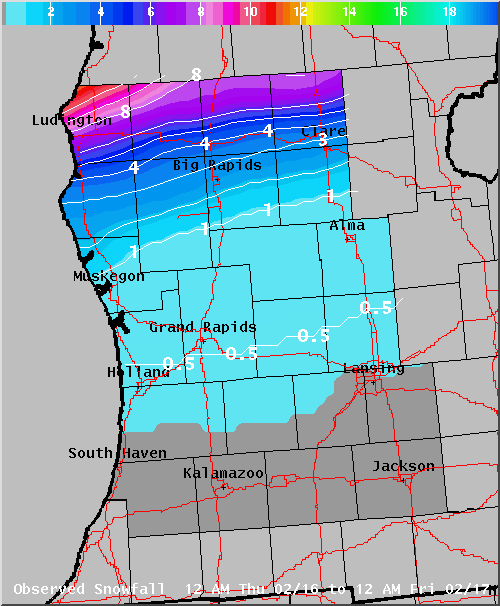 Map of Observed Snowfall