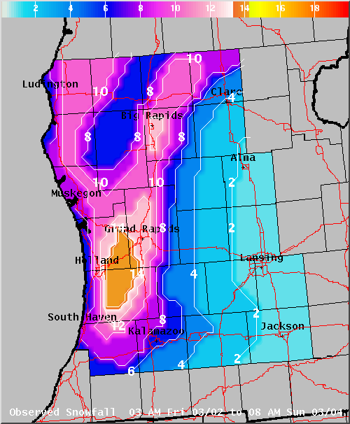 Map of Observed Snowfall