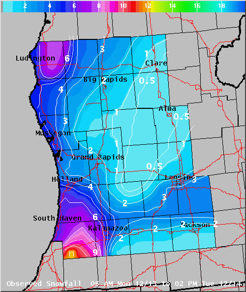 Map of Observed Snowfall