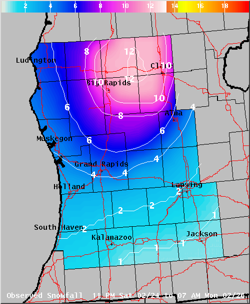 Map of Observed Snowfall