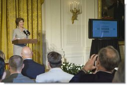 Laura Bush hosts the announcement of the Smithsonian’s Cooper-Hewitt National Design Awards for 2005 and 2006 in the East Room Monday, July 10, 2006. The awards recognize achievements in areas such as architecture, communications and landscape design. White House photo by Kimberlee Hewitt