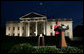 Mrs. Laura Bush prepares to push the button, Oct. 7, 2008, to light up the White House in a pink glow as part of Breast Cancer Awareness. Preventing and curing breast cancer is a cause that Mrs. Bush has worked toward around the world. White House photo by Chris Greenberg