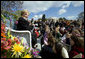 Mrs. Lynne Cheney reads from her book, "America: A Patriotic Primer," Monday, April 9, 2007 at the 2007 White House Easter Egg Roll on the South Lawn. White House photo by David Bohrer