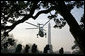 President George W. Bush departs the South Lawn via Marine One en route to the Gulf Coast Thursday, March 1, 2007. The President will travel to Mississippi and Louisiana, where he will meet with officials and residents and speak at Samuel J. Green Charter School. White House photo by Paul Morse