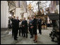 German Chancellor Angela Merkel, President George W. Bush and Laura Bush tour St. Nikolai Church in Stralsund, Germany, Thursday, July 13, 2006. White House photo by Eric Draper