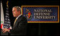 President George W. Bush addresses the National Defense University's Distinguished Lecture Program Tuesday, Oct. 23, 2007, in Washington, D.C. Said the President, "All of you who wear the uniform are helping to protect this country, and the United States of America is grateful for your service."  White House photo by Chris Greenberg