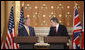 President George W. Bush and British Prime Minister Gordon Brown attend a joint news conference Monday, June 16, 2008 in London. White House photo by Eric Draper