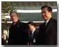 President George W. Bush and President Kim Dae-Jung proceed through an arrival ceremony at The Blue House in Seoul, Republic of Korea, Feb. 20. "I understand how important this relationship is to our country, and the United States is strongly committed to the security of South Korea. We'll honor our commitments. Make no mistake about it that we stand firm behind peace in the Peninsula." White House photo by Paul Morse.