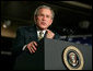 President George W. Bush delivers remarks on American competitiveness at the 3M Corporation in Maplewood, Minn., Thursday, Feb. 2, 2006.  White House photo by Eric Draper