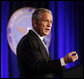 President George W. Bush delivers remarks on the Global War on Terror during a visit Wednesday, March 19, 2008, to the Pentagon. In addressing representatives from each branch of the military -- including some who served in the theater at the beginning of Operation Iraqi Freedom, the President said, "Five years into this battle, there is an understandable debate over whether the war was worth fighting, whether the fight is worth winning, and whether we can win it. The answers are clear to me: Removing Saddam Hussein from power was the right decision -- and this is a fight America can and must win." White House photo by Eric Draper