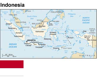 Map and flag of Indonesia