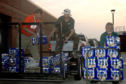 USGS Researchers load up supplies for the hurricane evacuees